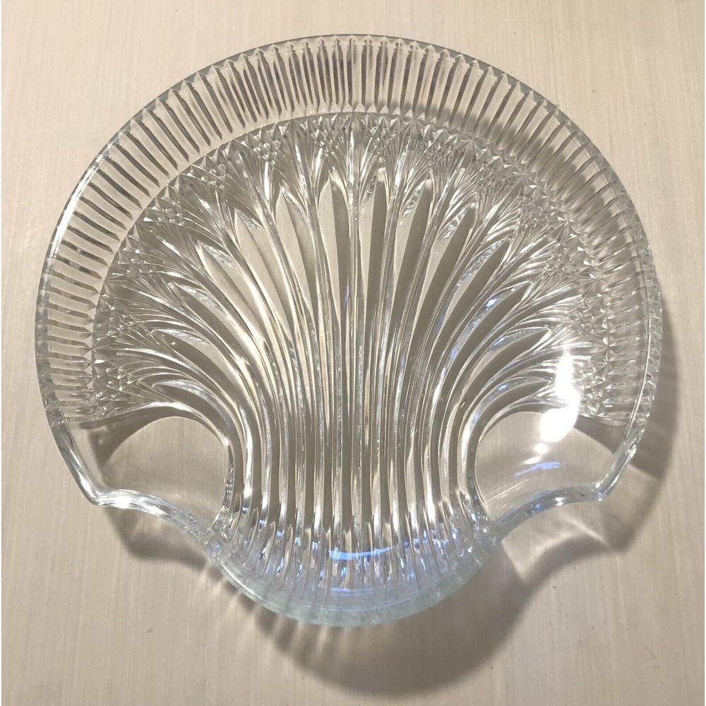 Vintage Crystal Shell Serving Platter, Shell Shaped Crystal Serving Dish Tray
